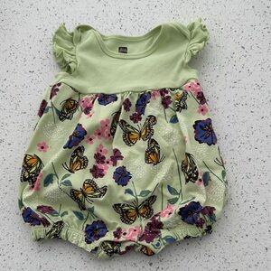 Green Butterfly Print Baby Romper